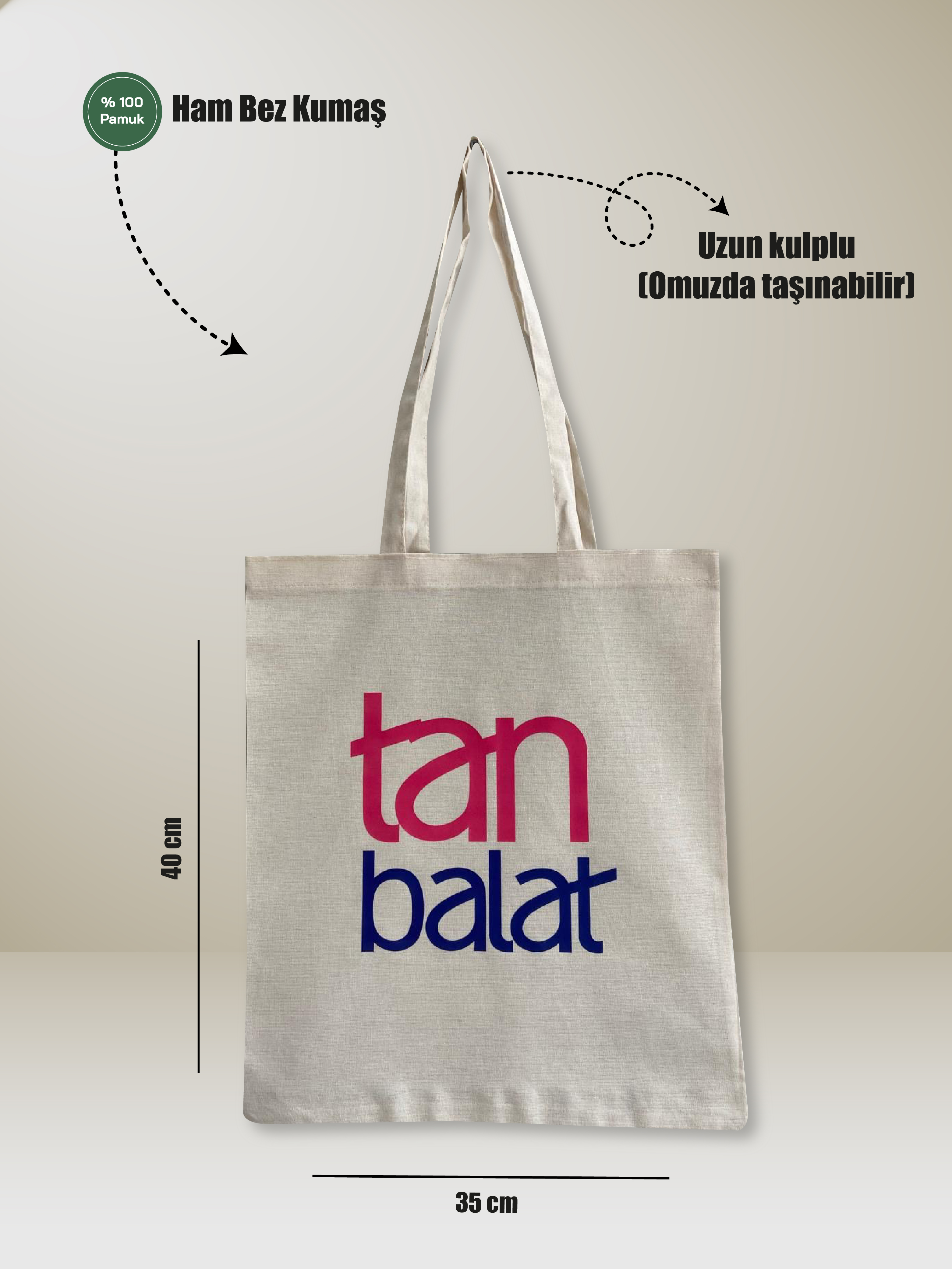 Düz Ham Bez Çanta 35X40 cm