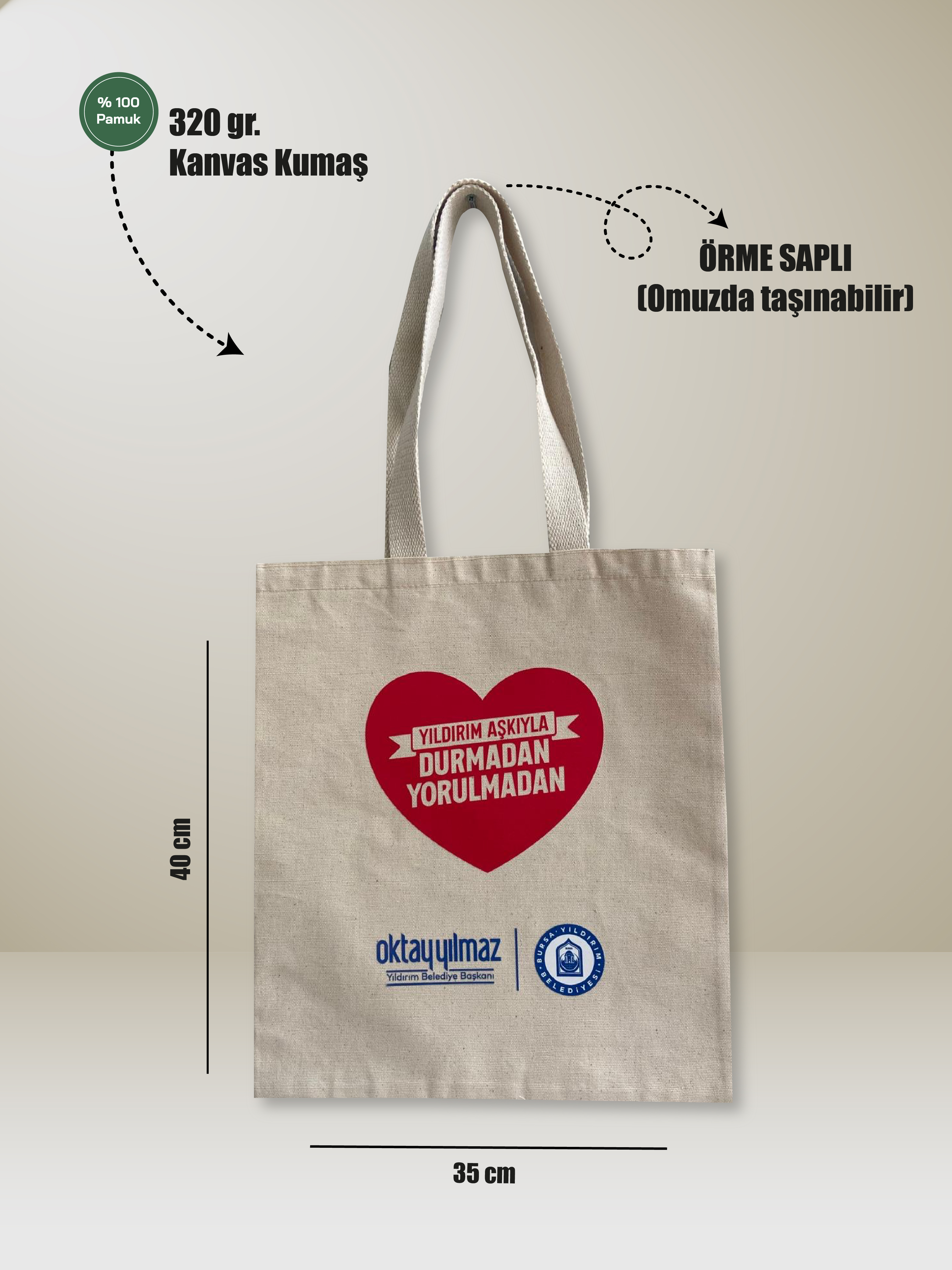 Düz Ham Bez Çanta 35X40 cm