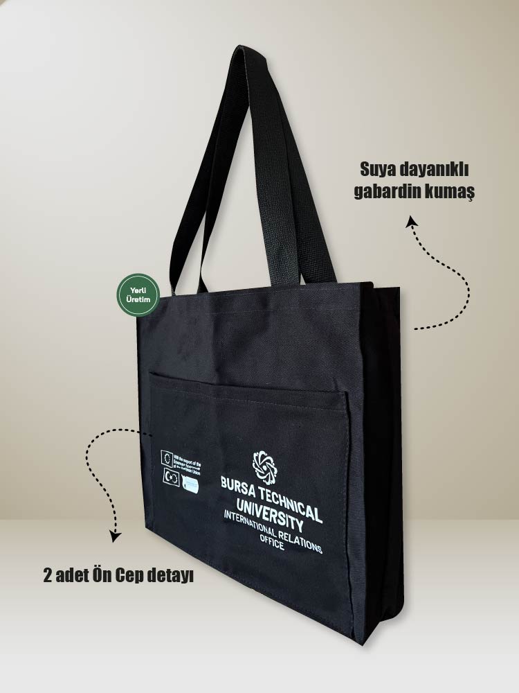 Körüklü Gabardin Kumaş Cepli Çanta 35x40 cm
