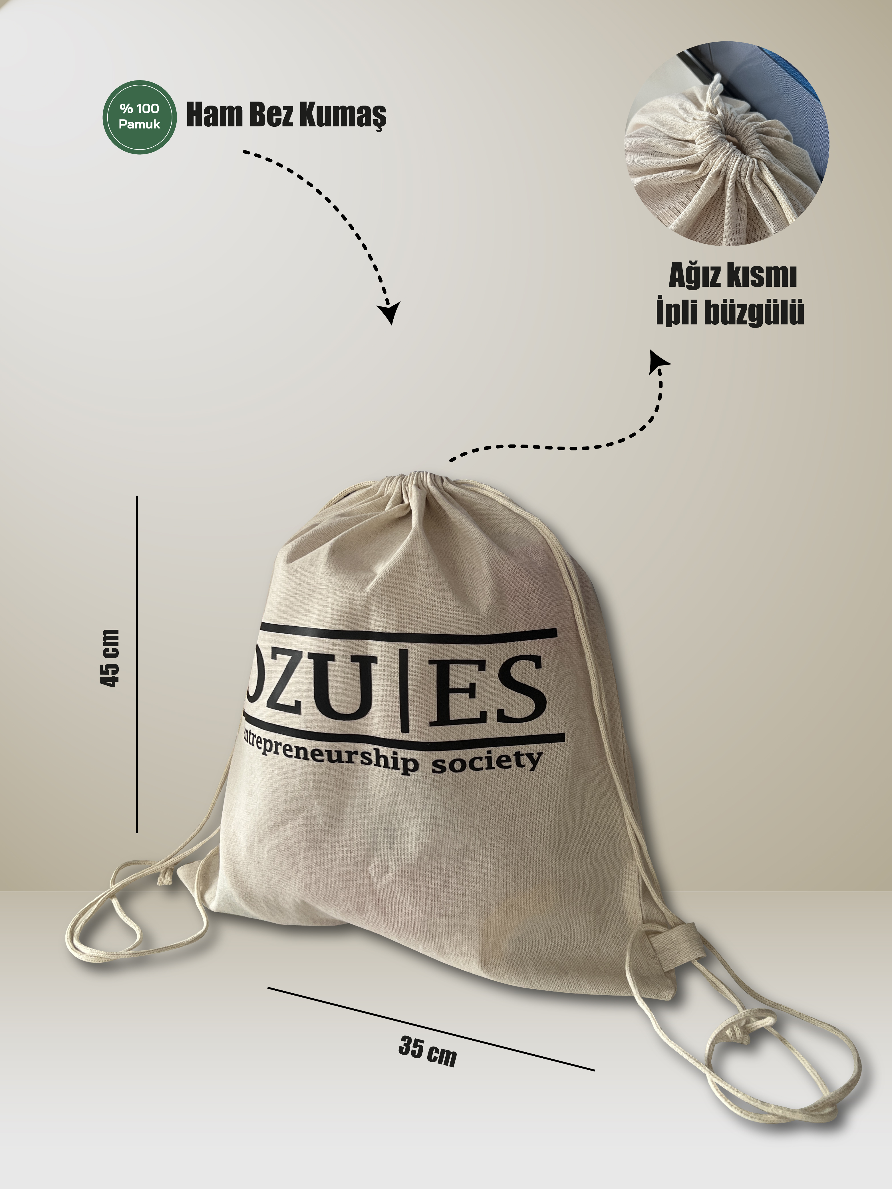 Ham Bez Sırt Çantası 35x45